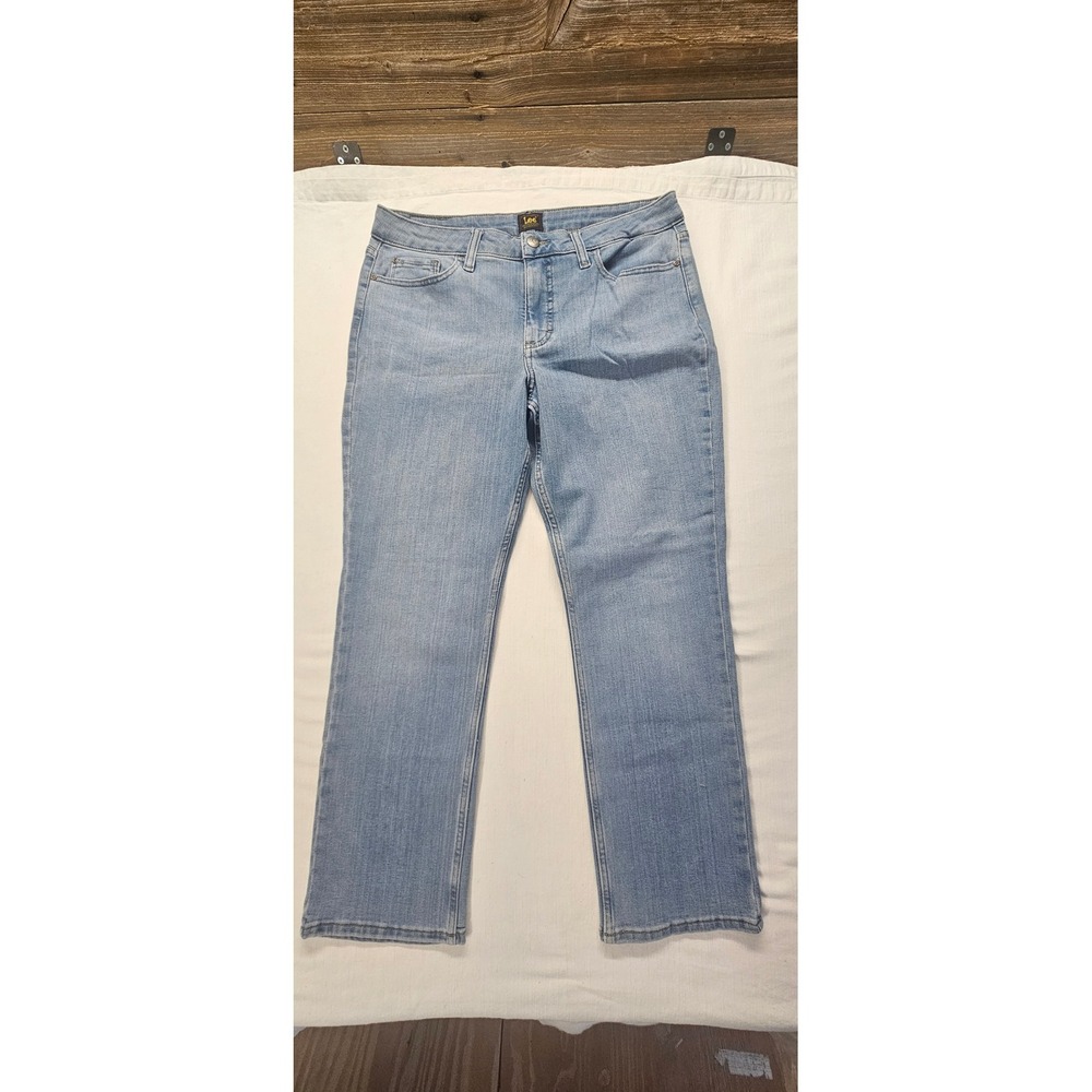 Lee Womens Light Wash Straight Leg Denim Jeans Size 12S Blue Stretch 112343945